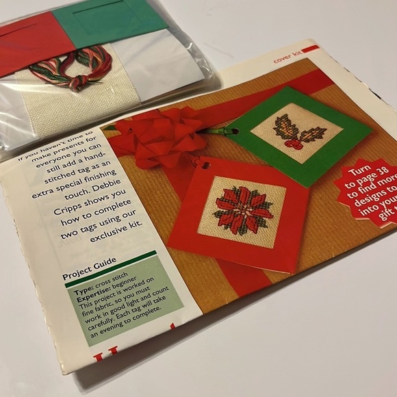 Needlecraft Christmas Cross Stitch Gift Tag Kits Lot of 9 Tree Cards Instruction - Picture 8 of 12